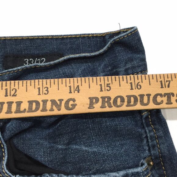 BUCKLE BLACK Jeans Men's 33 x 32 Low-Rise Slim Straight Rip Repair Denim Blue - Picture 14 of 16